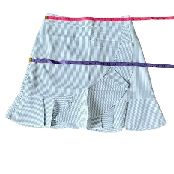 🆕 Southern Tide Stripes Sky Blue Seersucker Margaret Ruffle
Wrap Skirt - Picture 4 of 7